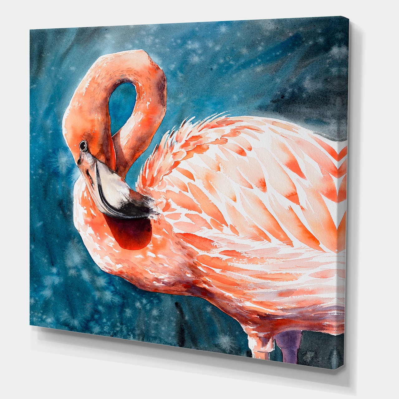 Designart - Pink Flamingos In Blue Water II - Farmhouse Canvas Wall Art Print